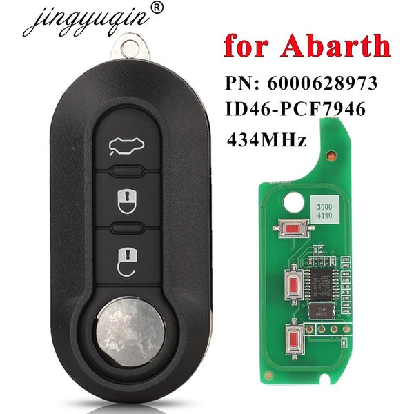 Jingyuqin – clé télécommande de voiture à 2/3 boutons, 434Mhz, ID46, pour Abarth 500 595 500 124 695 5CC Delphi/Marelli 71752289 6000628973