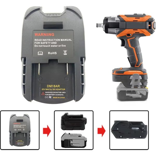 Adaptateur de batterie DM18AR pour batterie Li-ion Dewalt/Milwaukee, convertisseur pour outil Ridgid/AEG 18V, pour perceuse électrique