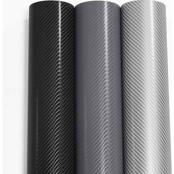 Glänzende Schwarze Graue Silberne 4D Carbonfaser-Autofolie Selbstklebende Luftblasenfreie PVC-Karosserie-Farbwechselfolie