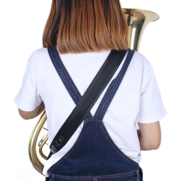 Sangle de Tuba réglable en cuir souple, noire, asymétrique épaule dénudée, corne de basse supérieure, accessoires pour instruments de musique en laiton