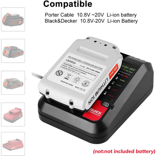 Chargeur de batterie au Lithium de remplacement, prise ue 18V, pour câble PORTER Black and Decker, chargeur de batterie au Lithium Stanley 2A 10.8-20V