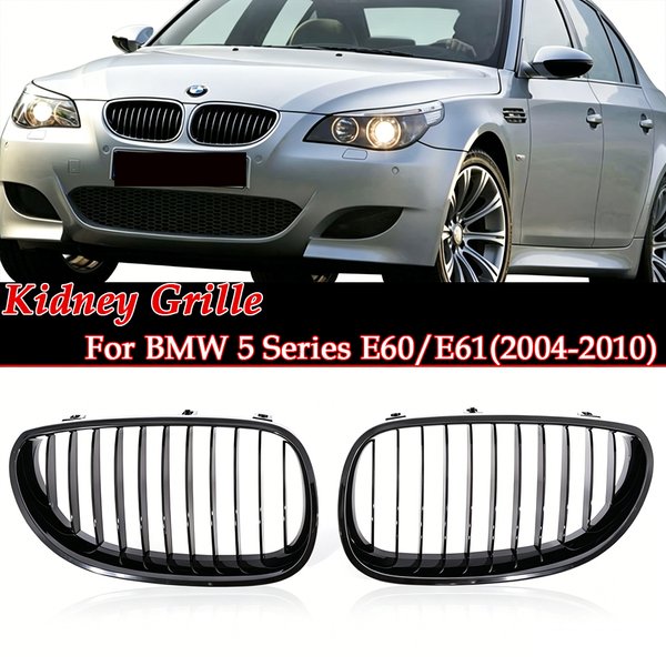 Für BMW 5er Serie E60 E61 2004-2010 Frontstoßstange Racing M5 Kühlergrill Einzel-Chrom M-Farbe Glänzend Schwarz Matt Grill 530i Zubehör