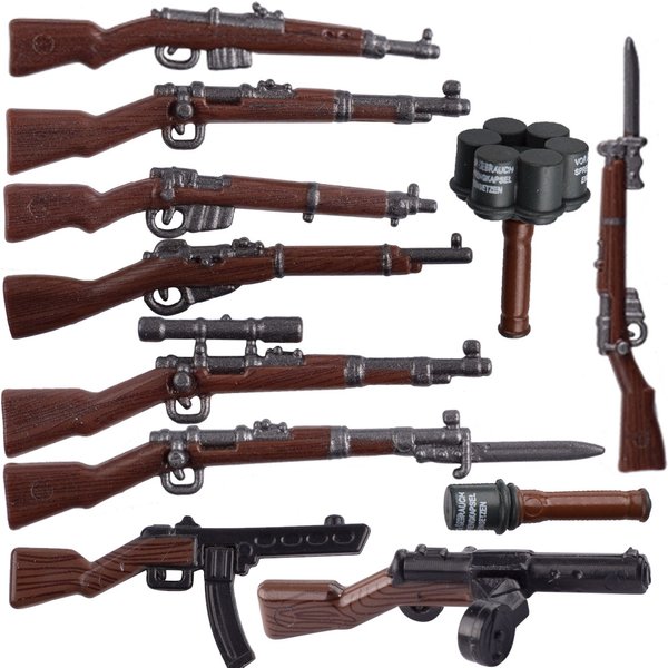 WW2 Militär Holzgewehre Bausteine Soldatenfiguren Waffen Sowjetische PPSH 98K SMLE IV Mosin G43 Bausteine Spielzeug Jungen Geschenk