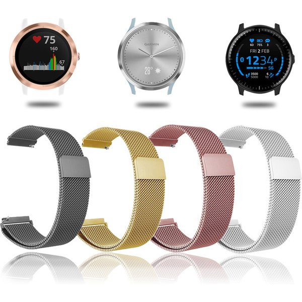 18mm 20mm 22mm Metal Strap For Garmin Vivoactive 3 4 4s 5 6 Band Watch Venu 2 2s 3s SQ Forerunner 645 Bracelet Milanese Loop