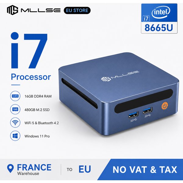 MLLSE M4 Pro Mini-PC Intel Core I7-8665U Prozessor DDR4 16GB RAM 480GB SSD WiFi 5 BT 4.2 Win11 Mini-Desktop-Computer