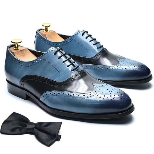 Chaussures habillées de luxe pour homme, en cuir de vache véritable, style Oxford, à lacets, bout brogue, pour le bureau, les affaires, les occasions sociales et formelles