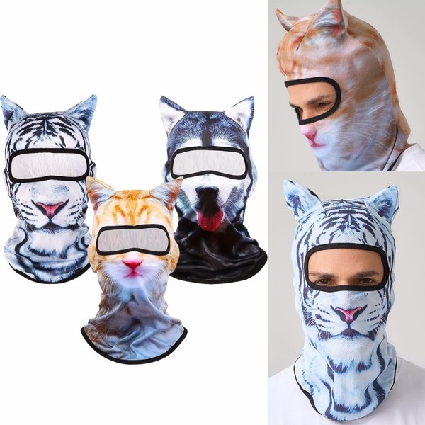 3D-Katzen-Ski-Balaclava mit Ohren, Niedliche Tier-Vollgesichtsmaske, Winddichte Atmungsaktive Kapuze für Motorrad, Ski, Snowboard, Festival, Rave