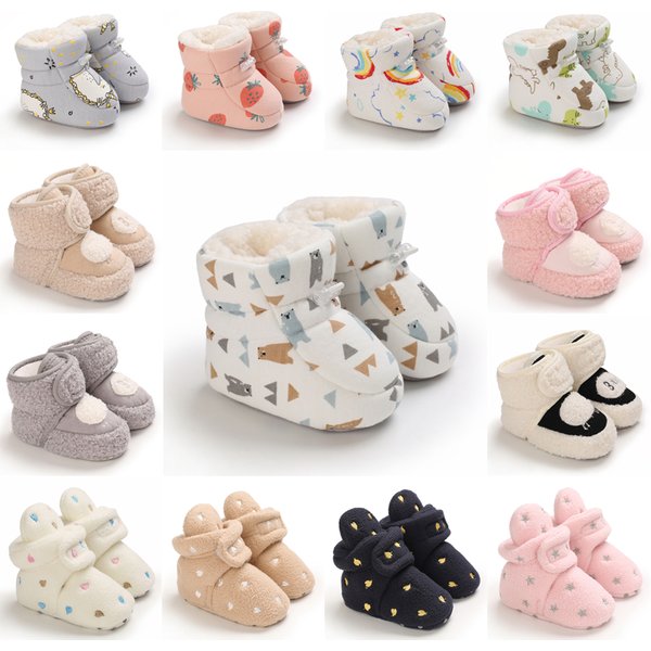Bottes de neige d'hiver pour bébé, plusieurs couleurs, boules chaudes en peluche, semelle en particules colloïdales d'intérieur, chaussures pour nouveau-né et enfant en bas âge