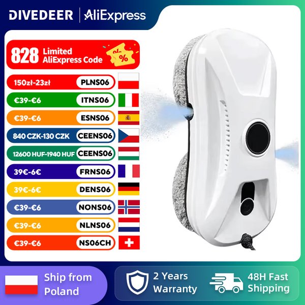 DIVEDEER RA2-02 nettoyeur de vitres Intelligent bidirectionnel Double pulvérisation nouveau nettoyeur de vitres automatique Double pulvérisation Mini-Type Machine