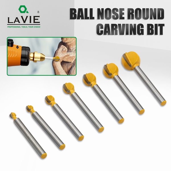 LAVIE Kugelkopffräser mit 6 mm Schaft – beschichtet für glatte 3D-Holzschnitzerei, Linderungsarbeiten und Konturierung C06045