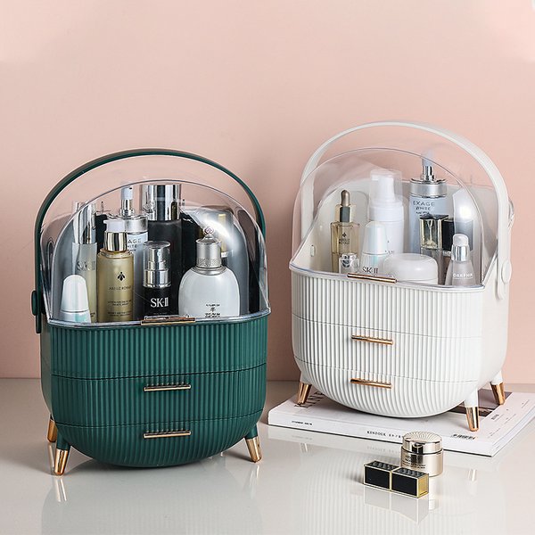 Boîte de rangement de cosmétiques, salle de bains, grande capacité, étanche à l'eau et à la poussière, organisateur de bijoux et de maquillage, soins de la peau à domicile, tiroir de rangement de