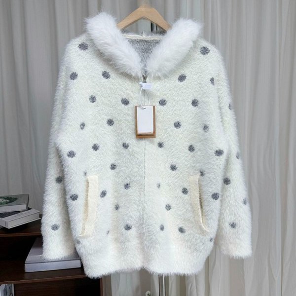 Harajuku Vintage Süßer Strick-Cardigan für Damen, Lässiger Lockerer Punktpullover, Weiche Oberbekleidung für den Alltag