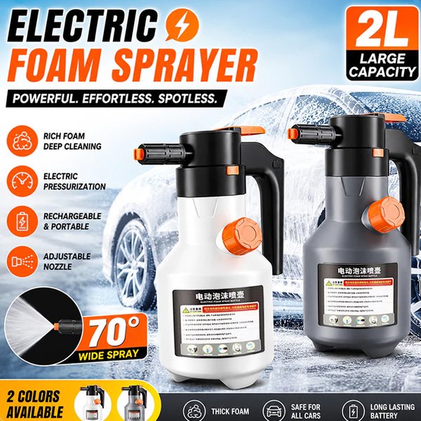 2L Leistungsstarker Elektrischer Schaumsprüher für Autowäsche, Schneeschaum-Sprühflasche, Wiederaufladbarer Autowasch-Sprüher, Auto-Zubehör