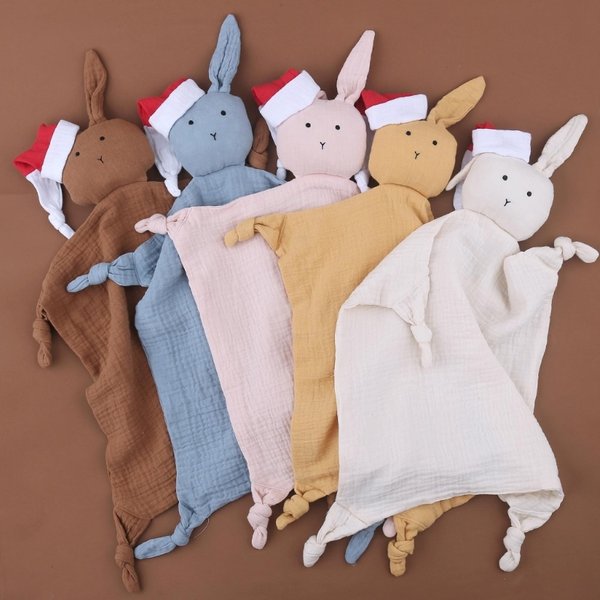 Serviette en mousseline de coton pour bébé, lapin en peluche, pour nouveau-né, pour apaiser le sommeil, couverture de sécurité, pour le visage, cadeau de noël pour enfants