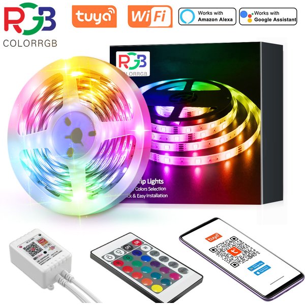 Tuya WiFi LED Strip Lights , Smart LED Light Strip Compatible with Alexa and Google Home,App&Remote&Voice Controlled Music Sync