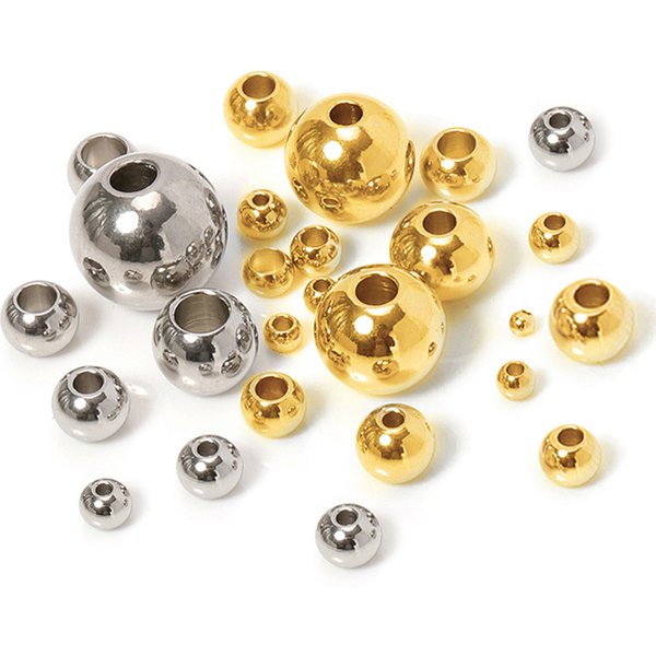 100 Stück goldfarbene Edelstahl-Abstandsperlen, lose Perlen