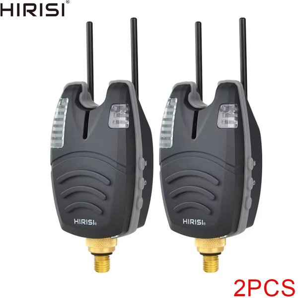 Hirisi 2pcs Waterproof Carp Fishing Bite Alarm with Snag Bar Blue LED Fish Bite Indicator Fishing Accessories