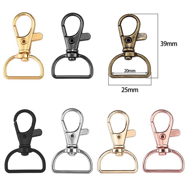 Fermoirs pivotants avec anneaux en D, 5 pièces, mousquetons pour lanière, crochet à Clip pour porte-clés, fermoirs à griffes de homard en métal pour porte-clés, artisanat et couture