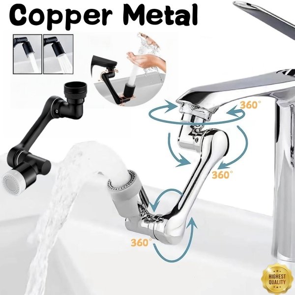 Cuivre Métal Universel 1080 ° Extension de robinet rotatif, tête de pulvérisation double Mode, barboteur, aérateur anti-éclaboussures pour robinet de bras de Robot de cuisine
