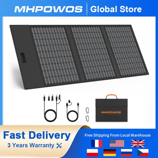MHPOWOS 45W Solarpanel 18V Tragbares Solarladegerät IP67 Notfall-Stromversorgung für Camping Outdoor Van Reise Handy