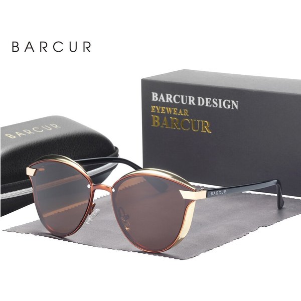 BARCUR Style lunettes de Soleil Polarisées Pour Femmes Catmore Rond Soleil Verre Dames Femme Lunettes Accessoire UVAB Protection