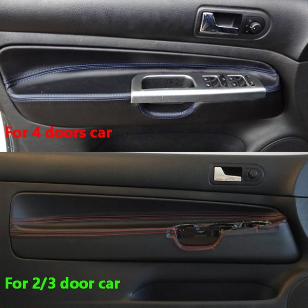 4 pièces de garnitures de poignées de porte intérieures en cuir microfibre pour VW Golf 4 MK4 Jetta Bora 1998 - 2005 (2/3/4 portes)