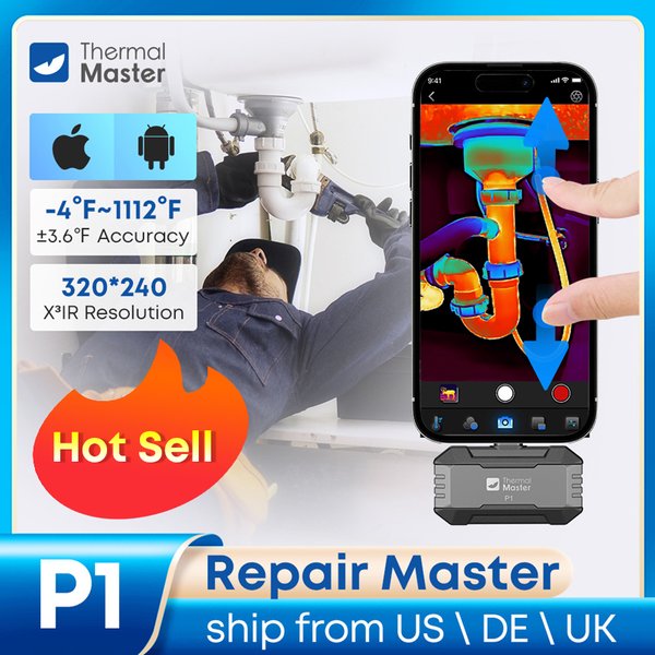 P1 Thermal Imaging Camera 320*240 X³IR Resolution 1112℉ iPhone and Android Phone 25Hz Water Leakage Inspection Thermal Master