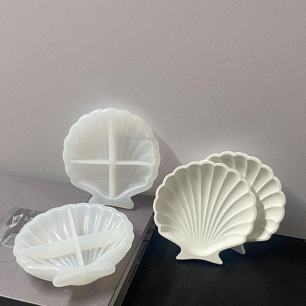 Moule en silicone coquille 3D, résine xy, plat à bijoux, stockage de vaisselle pétoncle, escalade goutte à goutte, style océan, ci-après, moule en plâtre