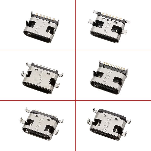 10 Stück USB-Anschluss Typ C Buchse Ladeanschluss 2/6/16 Pin Typ-C Steckbuchse PCB Löten SMD SMT DIY Reparatur Typ C Adapter