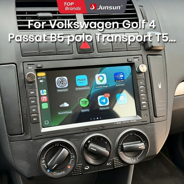 Junsun 4G Android Autoradio für VW Golf 4 MK4 Passat B5 Polo Bora Jetta T5 Transporter GPS WLAN Bluetooth FM RDS Kabelloses CarPlay Android Auto Touchscreen