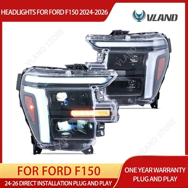 VLAND 2024-2026 F150 Voll-LED-Scheinwerfer, weiße DRL-Tagfahrlichter, Plug & Play, direkte OEM-Passform, LED-Scheinwerfer-Upgrade-Ersatz