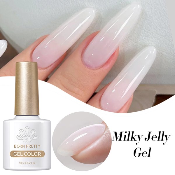 BORN PRETTY 10 ml Milky Jelly White Gel Nagellack Translucent Semi Permanent Soak Off UV LED Gel Lack Maniküre Nail Art