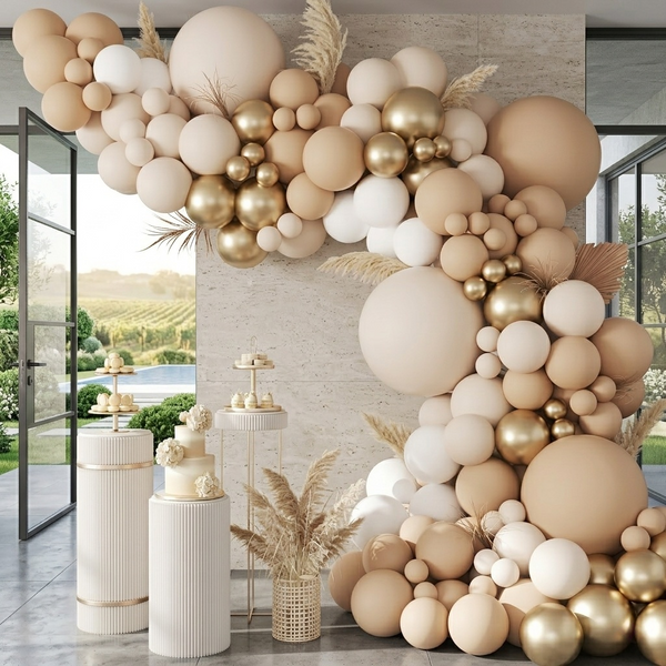 Kit d'arche de ballons 101 pièces blanc et or champagne - Décorations de fête métalliques bohèmes pour mariage, anniversaire, enterrement de vie de jeune fille