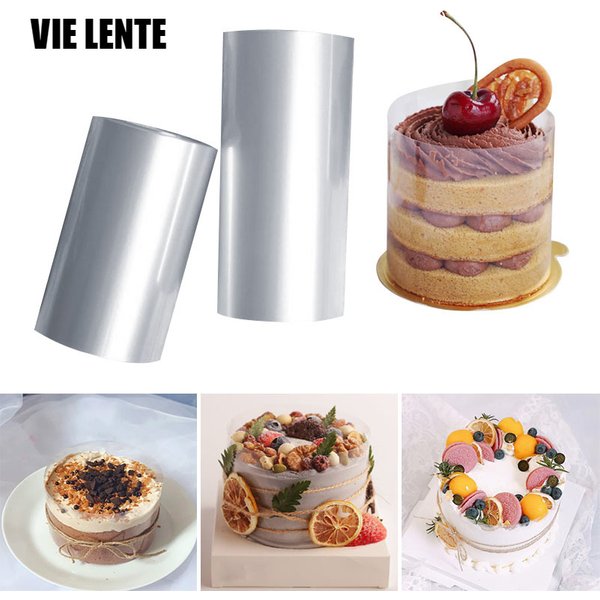 Film d'emballage de gâteau de cuisine transparent, collier de cuisson de gâteau transparent, ruban, film acétate surround, anneaux de doublure, moule de décoration