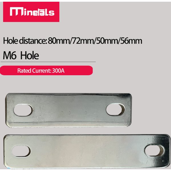 Copper Busbar 72mm 50mm 56mm 80mm Hole Distance M6 Bus Bar Battery Connector For 100AH 280AH 310AH 320AH LiFePo4 Current 300A