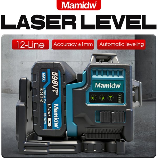 Mamidw 12-Line 3D Low-Profile Level, Remote Control Operation, Ultra-Bright Light Source, Smart Touch Panel, 4D Positioning, Improves Efficiency