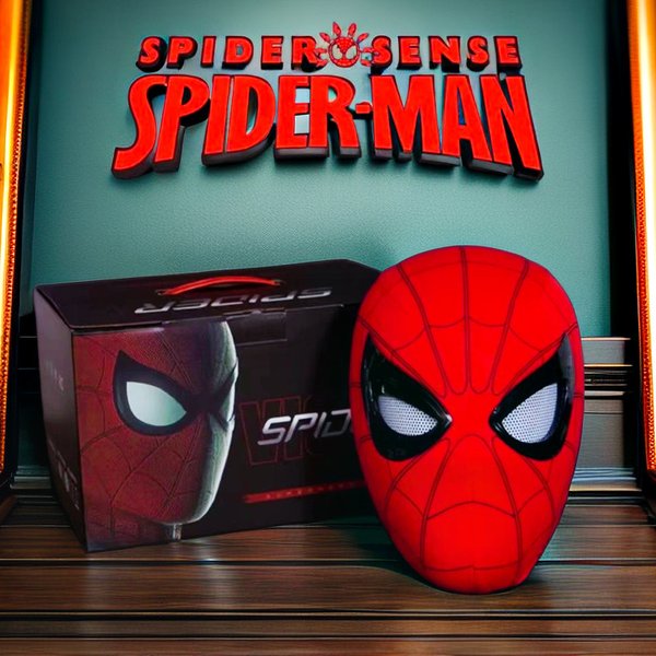 W magazynie: Elektroniczna maska Spider-Mana w skali 1:1 z ruchomym pierścieniem sterującym, zabawka cosplay, prezent dla chłopców.