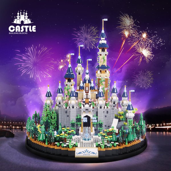 6180PCS Magie Burg Sakura Haus Bausteine Stadt Straße Modell Mit Led-leuchten Mini Ziegel Spielzeug kinder Weihnachten Geschenke