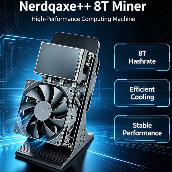 Nerdqaxe++ 8TH/s Kompakter, leiser ASIC Bitcoin Miner BM1370 Rig, mit zwei Kühlventilatoren, niedriger Temperatur, schneller Wärmeableitung, Heim-BTC-Miner