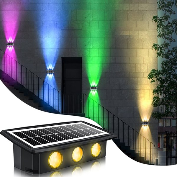 Applique Murale Solaire Décorative, Imperméable Conforme à la Norme IP65, Éclairage d'Extérieur, Lumière Blanche Chaude, RVB, Idéal pour un Jardin, une Marche ou des Escaliers