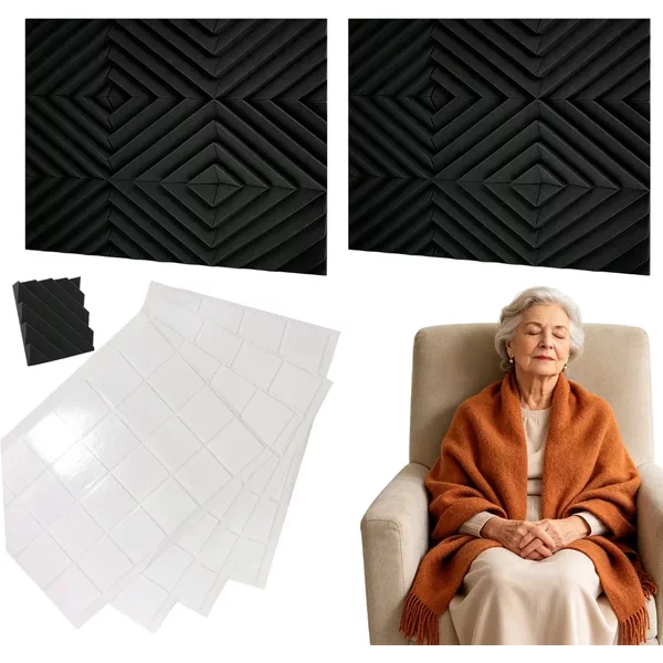 18Pcs 30×30cm Diamond Groove Acoustic Foam Panels, High Density Sound Absorbing Noise Reduction Sponge, Decorative Soundproof Wall Panels Suitable for Recording Studio, KTV and Home Theater