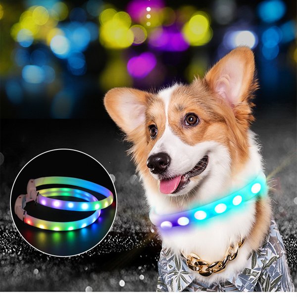 Led Hundehalsband Haustier Hund Kragen Nacht Welpen Haustier Katzen Halsbänder Glühende Leuchtende USB Aufladbare Nacht Sicherheit Blinkende Glow Farbe