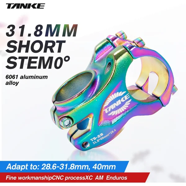 Tige de vélo légère et haute résistance pour vtt, en alliage d'aluminium CNC, hauteur de 0 degrés AM Enduro pour guidon de vélo 40mm / 31.8mm