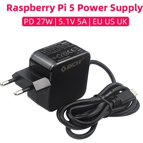 Raspberry Pi 5 Netzteil PD 27 W 5,1 V 5 A USB Typ-C Netzteil EU US UK Stecker für RPI 5 Pi5
