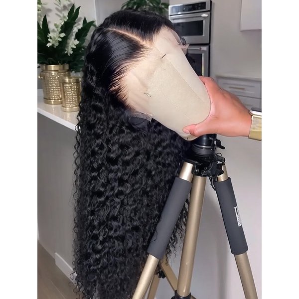 40 Inch Human Hair Wig Deep Wave 13X6 Hd Curly Lace Glueless Human Hair Frontal 7X5 Lace Wigs Natural Black Curly Wig