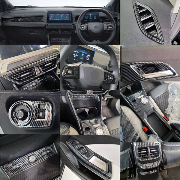 Accessoires LHD RHD pour MG3 Hybrid 2024 2025 : Housse de volant en ABS fibre de carbone, Panneau de boutons de lève-vitre, Panneau de levier de vitesses