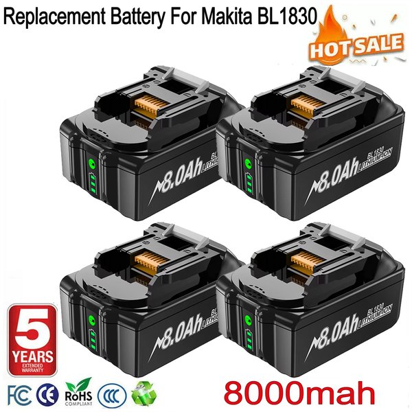 Ersatzakku für Makita 18V BL1830 8000mAh Li-Ion, kompatibel mit Makita BL1815 BL1840 BL1850 BL1860 BL1890 Elektrowerkzeug-Akku