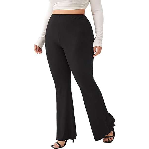Printemps et été nouvelles femmes grande taille affaires outillage style style drapé design couleur unie cloche bas et pantalons