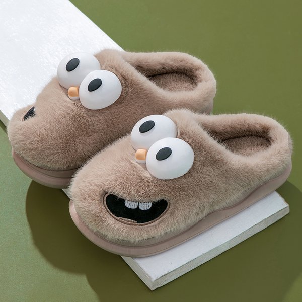 Neue Lustige Cartoon Winter Weiche Sohle Herren Innen Boden Nicht-slip Plattform Rutschen Warme Plüsch Hausschuhe Männlichen Hause Casual baumwolle Schuhe