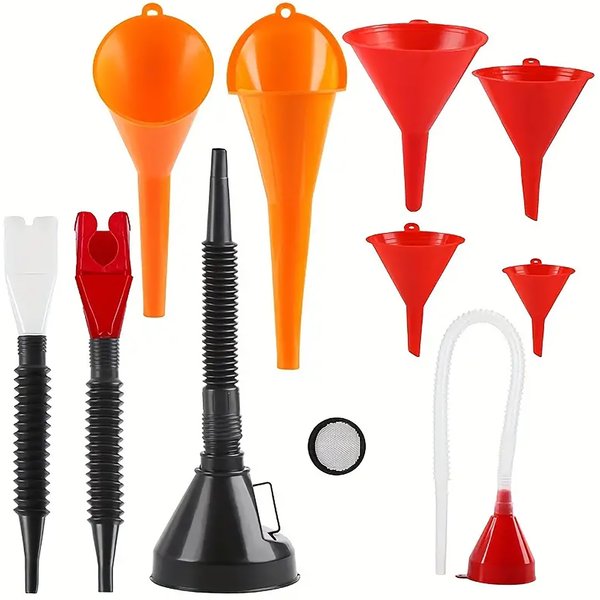 8/11-teiliges Auto-Kunststofftrichter-Set, Weithals-Kraftstoff- und Öl-Mehrzweck-flexibler rechtwinkliger Trichter, für Kühlmittel und Öl